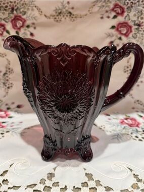 Mosser Glass, Ohio, USA Amethyst Dahlia Footed Pitcher.